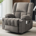 Oversized Recliner Chairs for Adults, 270° Swivel Rocking Recliner with Heat and Massage Lazy Boy Recliner,Recliner Chairs Single Sofa Seat with Cup Holders(Grey, Electric)