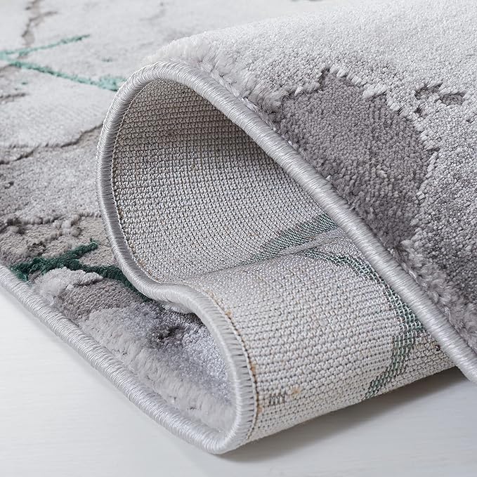 SAFAVIEH Craft Collection Runner Rug - 2'3" x 12', Grey & Green, Modern Abstract Design, Non-Shedding & Easy Care, Ideal for High Traffic Areas in Living Room, Bedroom (CFT877Y)