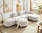 VANOMi 109.84" Modular Sectional Sofa with 3 Pillows, Convertible 5-Seater Comfy Boucle Cloud Couch with Ottoman, Modern Sectional Sofas for Living Room, Office, Apartment (Camel)