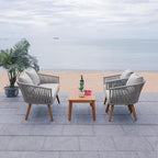 SAFAVIEH PAT7072A Outdoor Velso Rope 4-Piece Seat Cushions and Pillows Included Patio Set