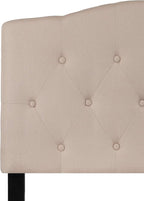 EMMA + OLIVER Twin Size Tufted Upholstered Headboard with Adjustable Metal Bed Rail Slots, Modern Fabric Upholstered Twin Headboard, Beige