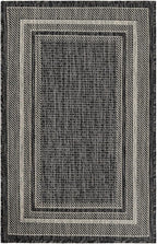 Unique Loom Outdoor Border Collection Area Rug - Soft Border (2' x 3' 1" Rectangle, Black/ Ivory)