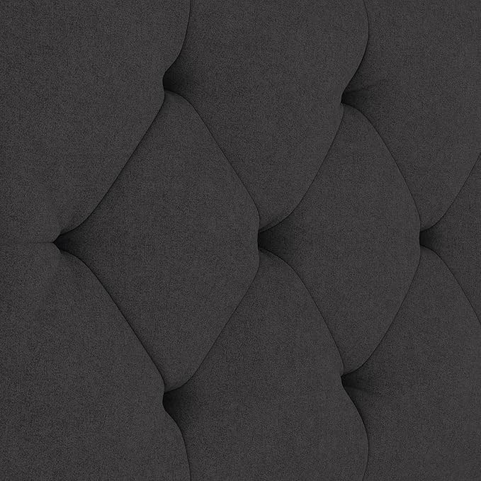 Queen Upholstered Headboard Only for Bed Frame from 49”-62”, Adjustable Height Queen XL Headboards with Durable Wood Legs, Fabric Bed Board in Modern Button Design, Dark Grey