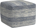 SIMPLIHOME Clay Boho Square Pouf in Patterened Teal Melange Cotton for the Living Room, Bedroom and Kids Room