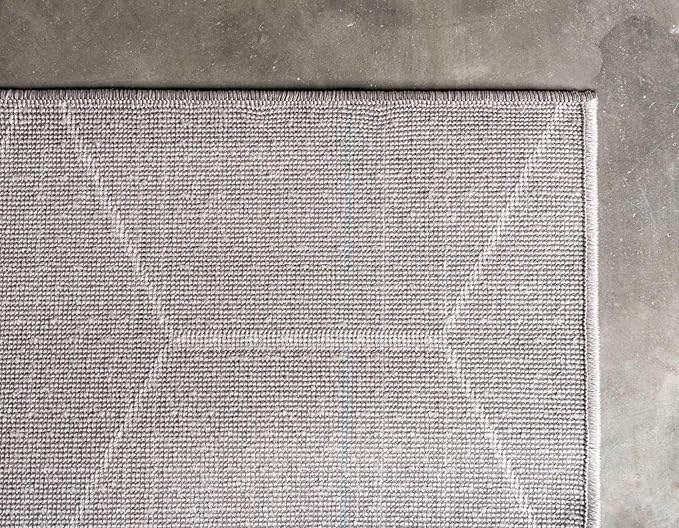 Unique Loom Trellis Frieze Collection Area Rug - Geometric (2' x 6' 1" Runner Light Gray/Ivory)