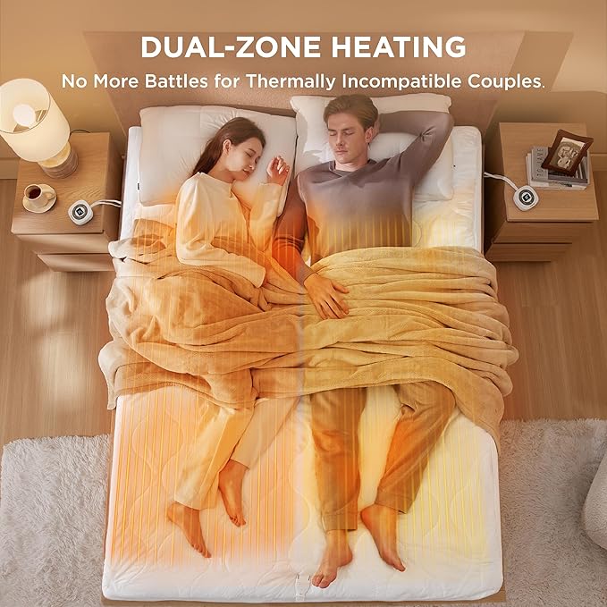 Bedsure Waterproof Heated Mattress Pad King - Cotton Bed Warmer with Memory & Preheat Functions, 10 Heat Settings & 12 Hour Shut Off, Dual Controller, Electric Mattress Pad King, 78"x80"