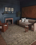 Loloi Magnolia Home by Joanna Gaines Junie Collection JUE-06 Lagoon/Natural 9'-6" x 9'-6", .38" Pile Height, Round Area Rug