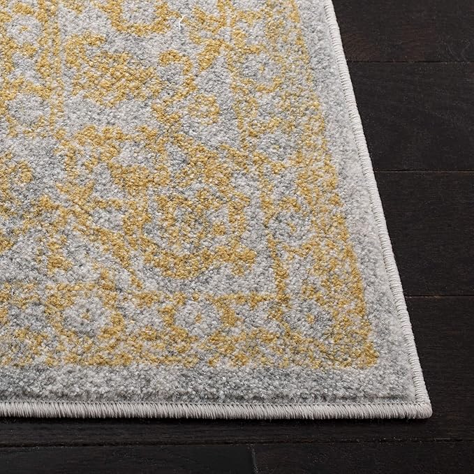 SAFAVIEH Evoke Collection 6'7" x 9' Ivory/Gold EVK256B Oriental Distressed Non-Shedding Living Room Bedroom Dining Home Office Area Rug