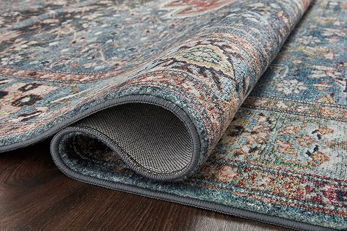 Loloi Margot Collection MAT-05 Ocean/Brick 2'-0" x 5'-0" Accent Rug feat. CloudPile, No-Shed Easy Clean Large Patterned Area Rug for Living Room, Bedroom, Dining Area