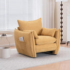 Chenille Oversized Accent Chairs, Modern Oversized Armchair with Removable Pillow, Comfy Living Room Chair with Side Pocket Storage for Bedroom, Office, Yellow