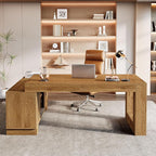 Tribesigns L Shaped Executive Desk with Storage Cabinets and 2-Tier Shelf, 63-Inch Simple Modern Business Furniture Large Computer Writing Table Workstation for Home Office, Dark Brown