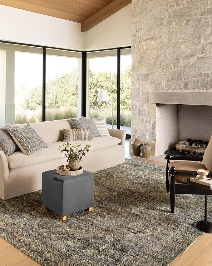 Loloi Amber Lewis Morgan Collection MOG-05 Spice/Lagoon 5'-0" x 7'-0" 38" Thick Area Rug feat. CloudPile, Neutral, Room Décor, Vintage Inspired, Livingroom, Bedroom, Dining Area