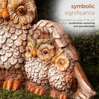Alpine Corporation QFC366HH Indoor Outdoor Owl Mom Protecting Babies Garden Statue, Loving Owl Family Statue, 11" Tall, Brown