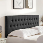 Tufted Upholstered Headboard King Size, Solid Wood Head Board with Durable Metal Legs, Adjustable Height Bed headboard from 37” to 51” Fabric Headboard in Modern Button Design (Black)
