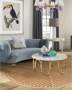 RUGGABLE x Jonathan Adler Machine Washable Modern Area Rug – Inkdrop Copper 6 ft Round, Stain-Resistant, Non-Slip – Medium Rugs for Living Room, Bedroom, Hallway, Entryway & Office–with Cushioned Pad