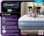 Beautyrest Hi-Loft Full Size Air Mattress with Vertical Beam Construction, Edge Support, External Pump and Puncture Resistant Vinyl for Guests and Camping