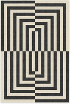 RUGGABLE x Jonathan Adler Machine Washable Modern Area Rug – Op Art Charcoal 6x9, Stain-Resistant, Non-Slip – Medium Rugs for Living Room, Bedroom, Hallway, Entryway & Office–with Cushioned Pad