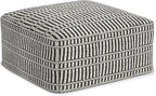 SIMPLIHOME Safford 20-inch Wide Pouf in Black and White, Handwoven Outdoor/Indoor Boho-Style Ottoman for Living Room, Bedroom, or Patio, Weather-Resistant, UV-Protected, Assembled