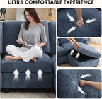 4-Seater Modular Sectional Cloud Sofa, Straight-Line Couches for Living Room, Modern Upholstered Deep Seat Sofa, Chenille Blue