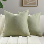 FUTEI Sage Green Chenille Throw Pillow Covers 26x26 Inch Set of 2,Soft Wide Chevron Textured Euro Pillow Shams,Farmhouse Home Decor for Couch Bed Living Room