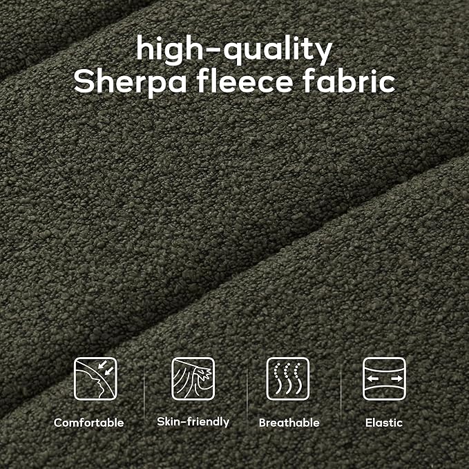 52.7" Bedroom Bench for End of Bed, Modern Upholstered Teddy Fabric Entryway Bench & Dining Bench, Footrest Stool Bench with Solid Wood Frame for Bedroom, Living Room (Green)