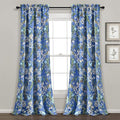 Lush Decor Dolores Light Filtering Window Panels, Pair, 52" W x 84" L, Blue & Green - Floral Curtains for Bedroom - Vintage Curtains - Coquette Room Decor