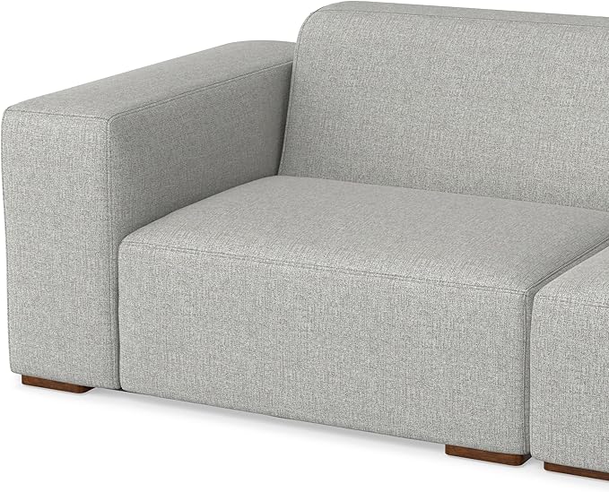 SIMPLIHOME Rex Right Corner Sectional Modular Sofa and Ottoman Set in 100% Recycled Polyester Tightly Woven Performance Fabric, Pale Grey, 116-inch-wide L-Shaped Sofa and 34-inch-Wide Ottoman