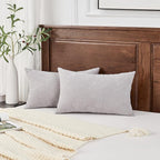 GAWAMAY Lumbar Support Pillow Decorative Throw Pillow Covers 12"x20" Inch Set of 2, Super Soft Chenille Pillowcase for Living Room Bedroom Sofa Couch Cushion Cover Light Grey 30x50cm (ONLY Covers)