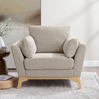 VANOMi Large-Sized Accent Chair, Thick Cushion Bedroom Reading Chair, Comfortable Living Room Single Sofa， Boucle Camel