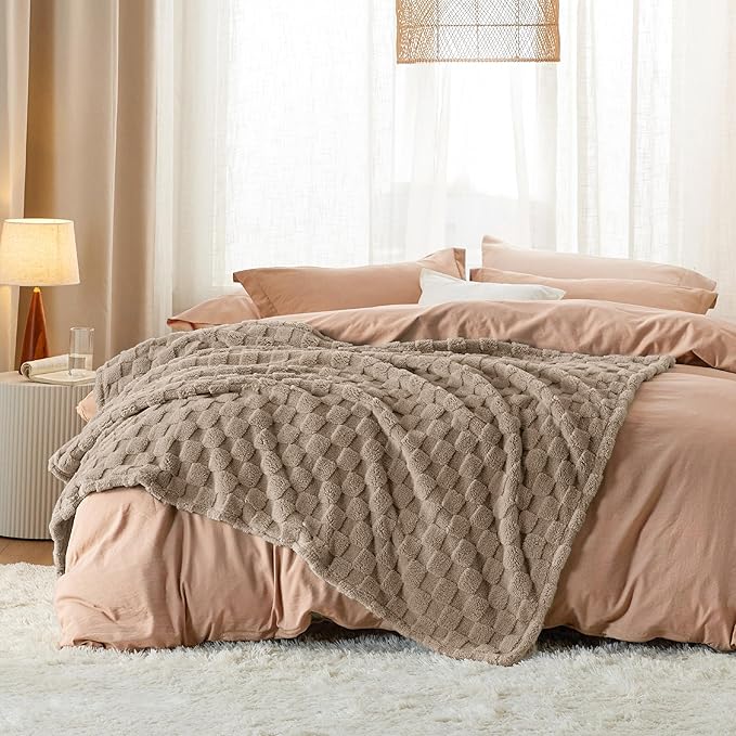 Bedsure GentleSoft Light Taupe Throw Blanket for Couch - Super Soft Cozy Blankets Gifts for Women Men Girls, Cute Small Fleece Throws for Bedroom Home Decor, 50x70 Inches