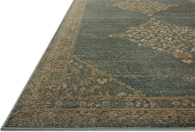Loloi Magnolia Home by Joanna Gaines Mona Collection MOA-04 Aqua/Wheat 3'-7" x 5'-7" Accent Rug
