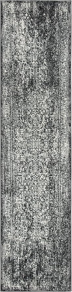 SAFAVIEH Evoke Collection Runner Rug - 2'2" x 15', Black & Grey, Distressed Design, Non-Shedding & Easy to Clean, Ideal for Foyer, Bedroom, Kitchen, Hallway (EVK256R)