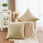 GAWAMAY Decorative Square Throw Pillow Covers 18"x18" Inch Set of 2, Super Soft Chenille Pillows Cover Fall Pillowcase for Living Room Bedroom Sofa Couch Cushion Cover Khaki 45x45cm (No Insert)