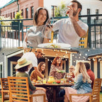 Tranquillo Solara Acacia Wood Outdoor Chair Set of 2 with Cushions – 500lbs Capacity, Weather-Resistant Patio Chairs for Garden, Deck, or Porch