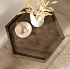 Kate and Laurel Kashvi Modern Side Table 17 x 15 x 20; Graywash; Decorative Farmhouse Hexagon Bedroom Nightstand Table for Storage and Display