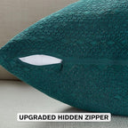 FUTEI Teal Chenille Throw Pillow Covers 18x18 Inch Set of 2,Soft Striped & Diamond Textured Cushion Cases,Modern Home Decor for Couch Living Room