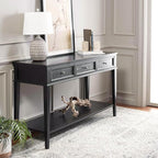 SAFAVIEH Home Collection Manelin Black/Antique Gold 3-Drawer Console Table for Living Room Foyer Bedroom Hallway Entryway Office