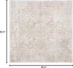 SAFAVIEH Evoke Collection Area Rug - 6'7" Square, Ivory & Taupe, Distressed Design, Non-Shedding & Easy to Clean, Ideal for Living Room, Bedroom, Dining Space (EVK256E)