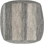SIMPLIHOME Clay Boho Square Pouf in Grey Melange Cotton for the Living Room, Bedroom and Kids Room