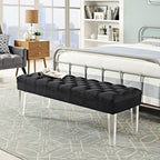 Modway Valet Tufted Button Performance Velvet Upholstered Bedroom Or Entryway Bench with Acrylic Legs in Black