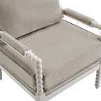 DUHOME Linen Fabric Spindle Accent Chairs Set of 2 with Wood Frame,Modern Accent Chairs with Padded Spring Seat and Brushed White Base for Living Room Bedroom Farmhouse Home Office Belcony