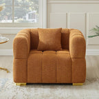 VANOMi Oversized Accent Chairs Set of 2, Boucle Arm Chair with Deep Seat, Oversized Comfy Reading Chair for Living Room, Bedroom, Office, Apartment，Curry (2 Piece)