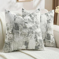 FUTEI Dark Green White Decorative Throw Pillow Covers 16x16 Inch Set of 2,Soft Faux Cashmere Jacquard - Textured & Cozy Cushion Case,Modern Home Decor for Couch Bed Living Room