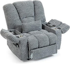 Big Man Recliner 500lbs Power Lift Recliner Chair for Big Tall Elderly Adults Oversized Lay Flat Lift Recliner with Extended Footrest,Heat Massage,Flip Arm Storage Cup Holders,USB Type C