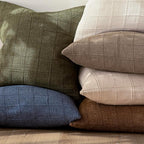 Foindtower Set of 2 Decorative Linen Check Throw Pillow Covers Neutral Farmhouse Vintage Cushion Covers Modern Boho Home Decor for Sofa Chair Couch Bedroom Living Room,20×20 Inch,Tan Taupe