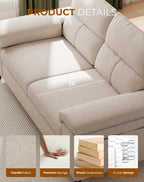 71.25" Modern Sofa Couch for Living Room, Deep Seat Sofas with 8”Cushion, Comfy 2-Seater Chenille Loveseat with Convertible Armrest, Removable Sofa Cover, High Leg (Beige)