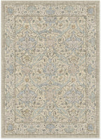 RUGGABLE x Morris & Co Washable Area Rug – Montreal Natural Blue 5x7, Stain-Resistant, Non-Slip – Medium Machine Washable Rugs for Living Room, Bedroom, Hallway, Entryway & Office–with Standard Pad