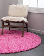 Unique Loom Solid Shag Collection Area Rug (8' Round, Taffy Pink)