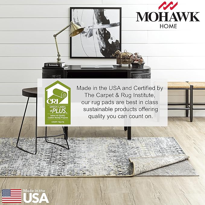 Mohawk Home 6' Round Non Slip Rug Pad Gripper 1/2 Thick Dual Surface Felt + Rubber Gripper - Safe for All Floors