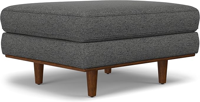 SIMPLIHOME Morrison Mid-Century Modern 72 inch Wide Sofa with Ottoman Set in Charcoal Grey Tightly Woven Performance Fabric for the Living Room and Family Room